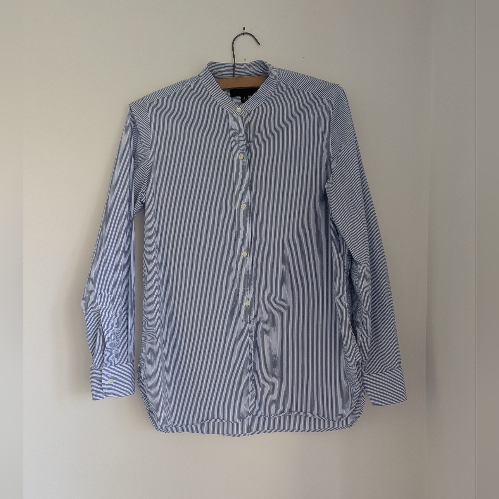 Nili Lotan Faye Blue Striped Button-Up Shirt